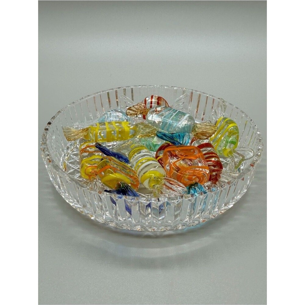VTG Murano Venetian Glass Candy  & Signed Waterford Crystal Bowl Dish 13pc Set